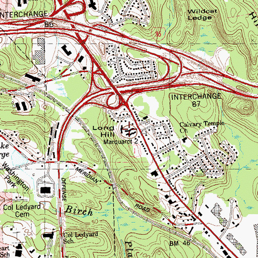 Topographic Map of Long Hill, CT