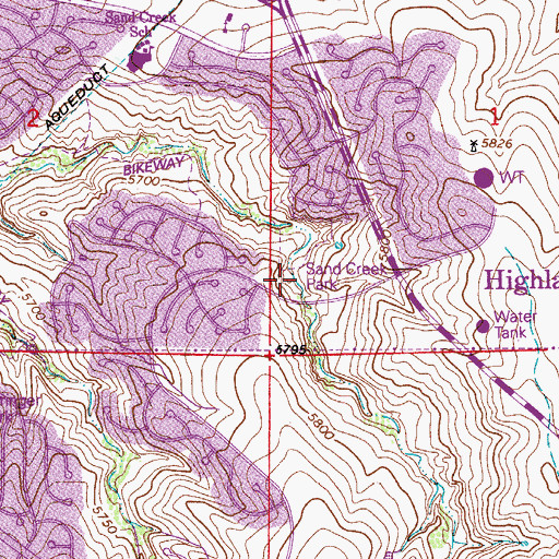 Topographic Map of Sand Creek Park, CO
