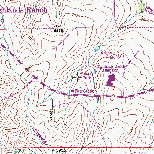 Topographic Map of Falcon Park, CO
