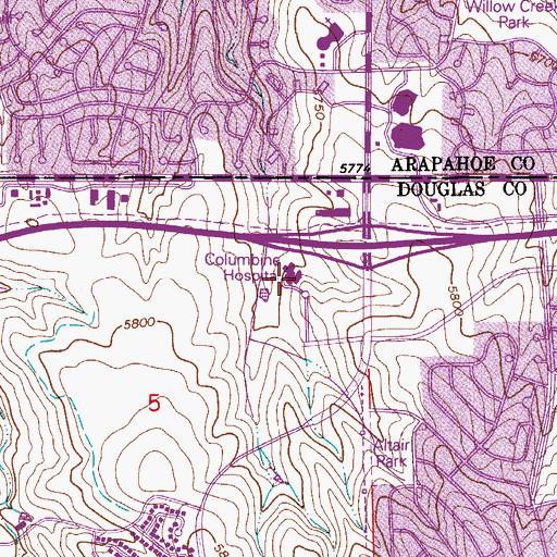 Topographic Map of Highlands Behavioral Health, CO