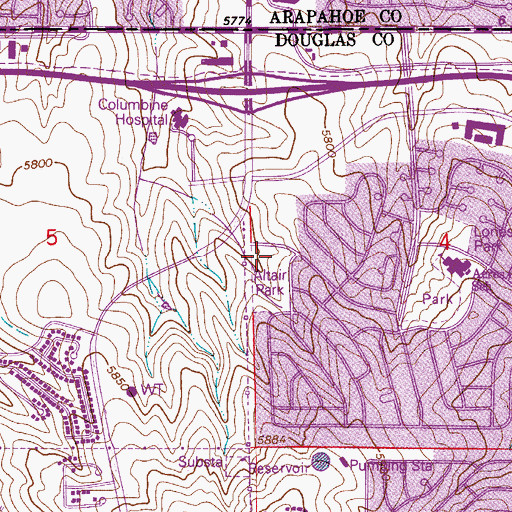 Topographic Map of Altair Park, CO