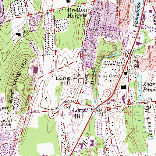 Topographic Map of Long Hill, CT