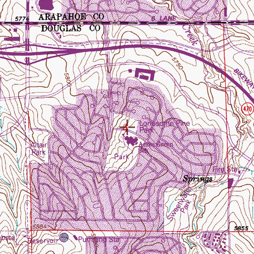 Topographic Map of Lonesome Pine Park, CO