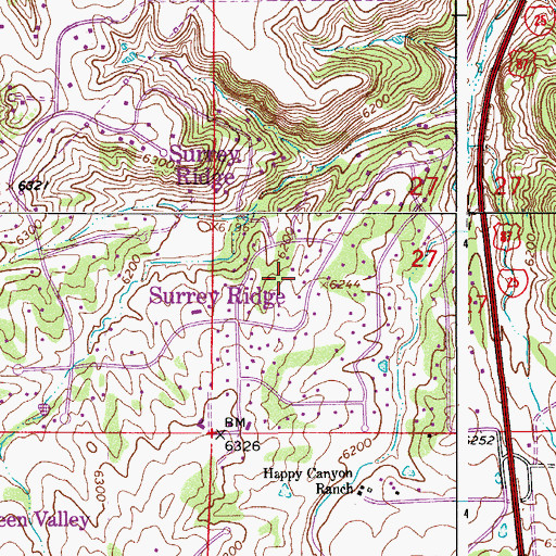 Topographic Map of Surrey Ridge, CO