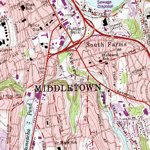 Topographic Map of Long Hill Brook, CT