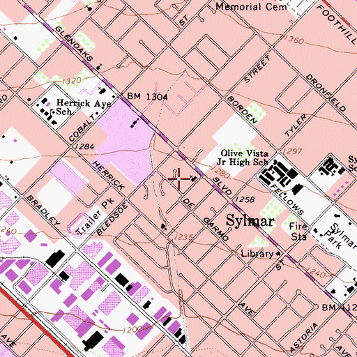 Topographic Map of First Southern Baptist Church, CA