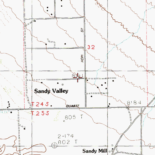 Topographic Map of Sandy Valley Middle School, NV