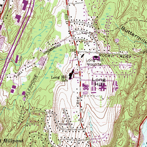 Topographic Map of Long Hill School, CT