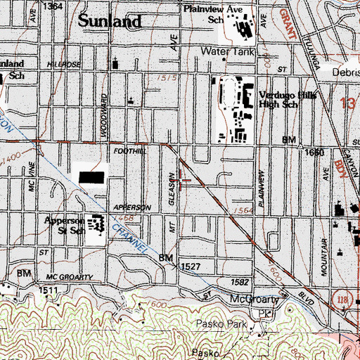 Topographic Map of Armenian Apostolic Church, CA