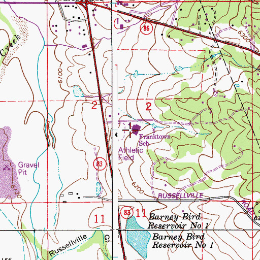 Topographic Map of Franktown Elementary School, CO