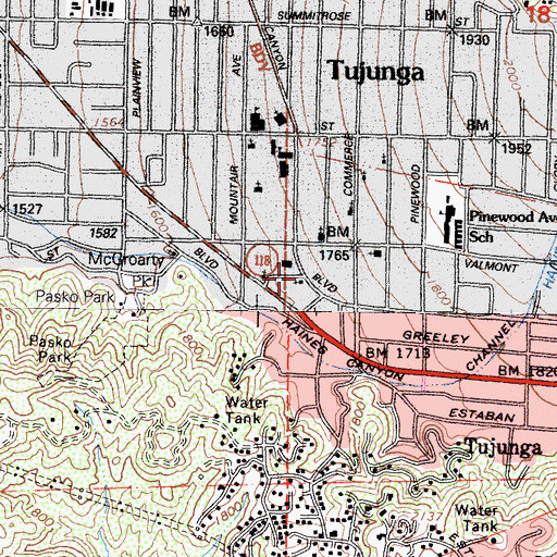 Topographic Map of Community Christian Church, CA