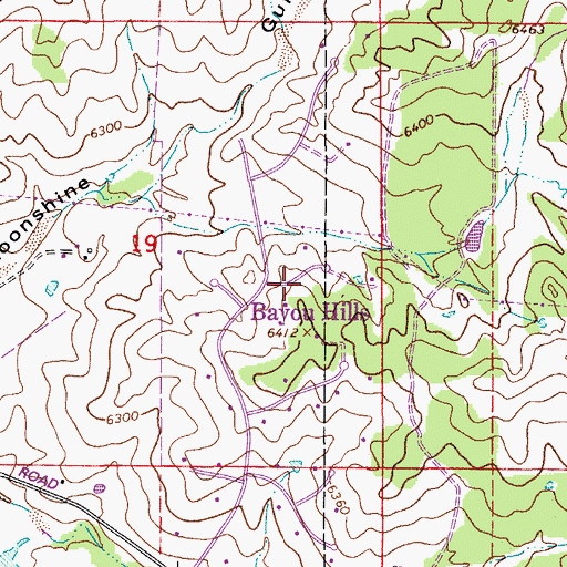 Topographic Map of Bayou Hills, CO