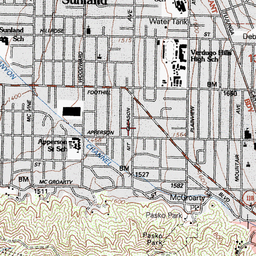 Topographic Map of Faith Lutheran Church, CA