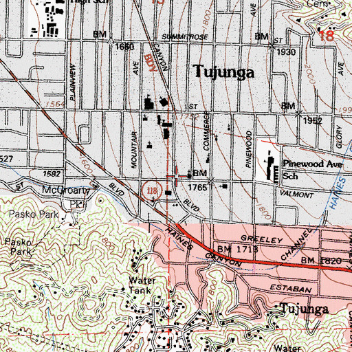Topographic Map of Pyungsung Community Church, CA