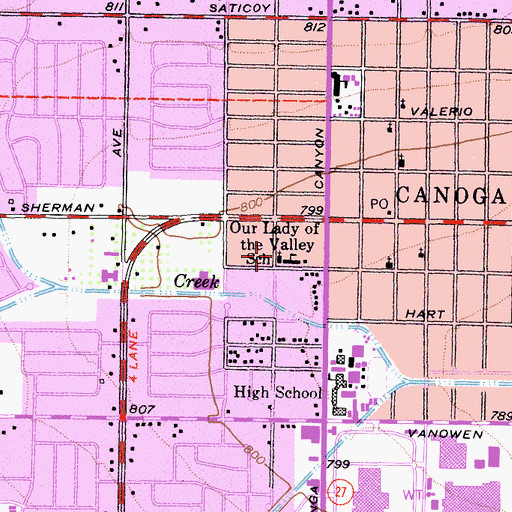 Topographic Map of Our Lady of the Valley Catholic Church, CA