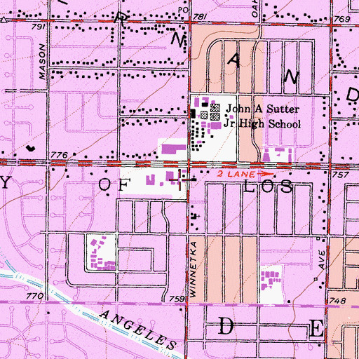 Topographic Map of Saint Martin In The Fields Church, CA
