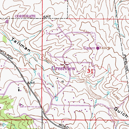 Topographic Map of Crestview, CO