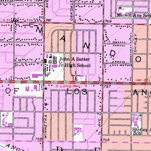 Topographic Map of Saint Joseph The Worker School, CA
