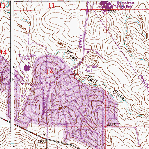 Topographic Map of Pioneer Park, CO
