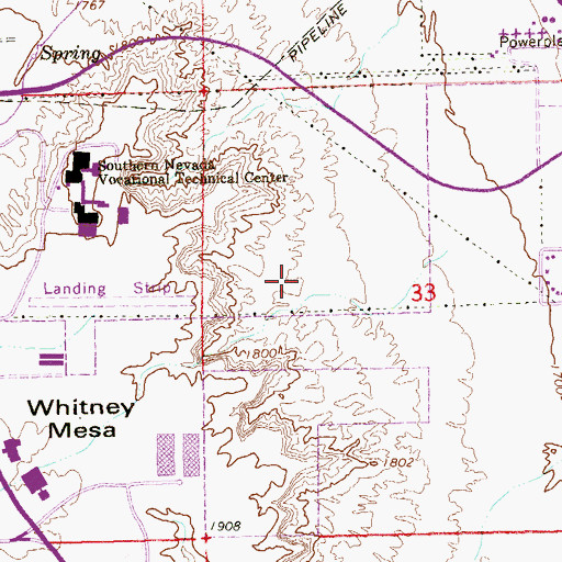 Topographic Map of Thurman White Middle School, NV