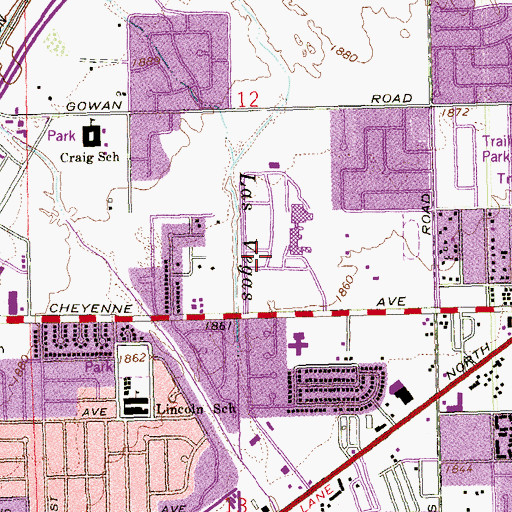 Topographic Map of College of Southern Nevada High School East - Cheyenne High School, NV