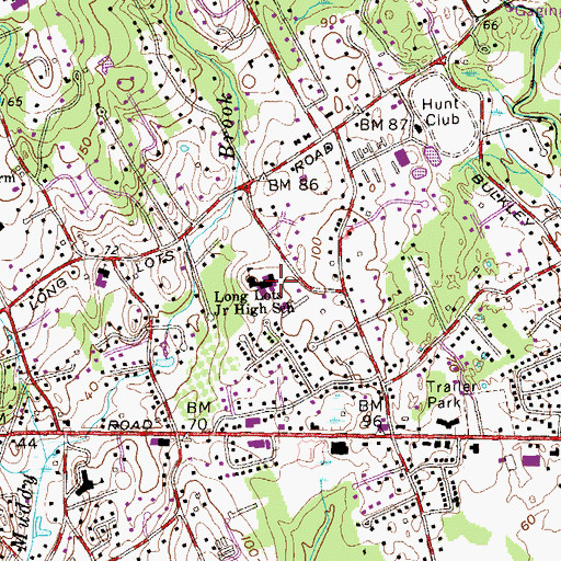 Topographic Map of Long Lots Junior High School, CT