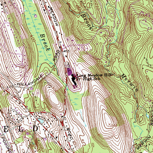 Topographic Map of Long Meadow Hill Junior High School, CT