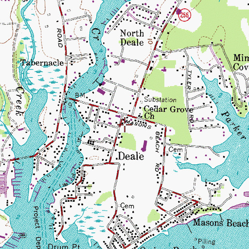 Topographic Map of Deale Volunteer Fire Department, MD