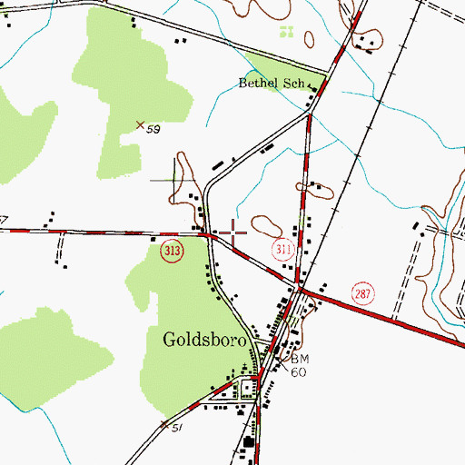 Topographic Map of Goldsboro Volunteer Fire Company Station 700, MD