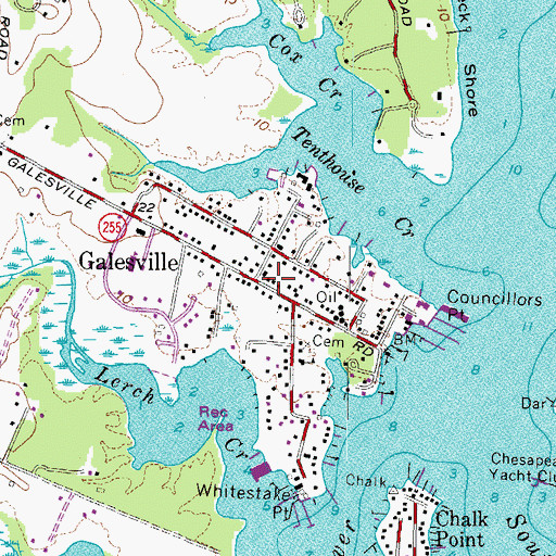 Topographic Map of Galesville Volunteer Fire Department, MD
