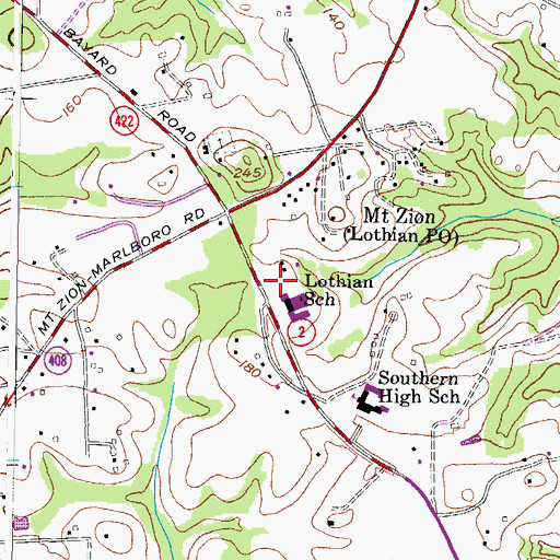 Topographic Map of Harwood - Lothian Volunteer Fire Department, MD