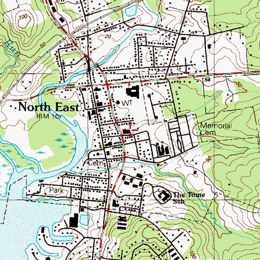 Topographic Map of North East Volunteer Fire Company, MD