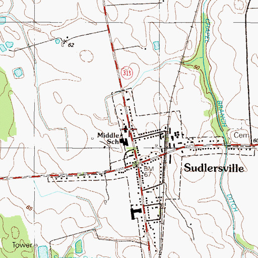 Topographic Map of Sudlersville Volunteer Fire Company Station 6, MD