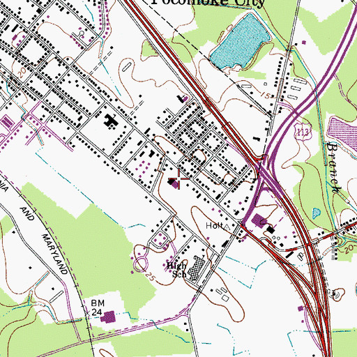 Topographic Map of Pocomoke City Volunteer Fire Company - Station 100, MD