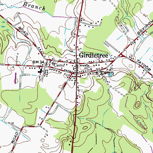 Topographic Map of Girdletree Volunteer Fire Company - Station 300, MD