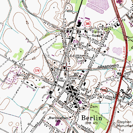 Topographic Map of Berlin Volunteer Fire Company - Station 600, MD