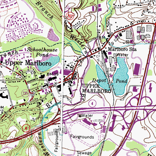 Topographic Map of Prince Georges County Volunteer Fire Department Marlboro Volunteer Fire Department Station 1, MD