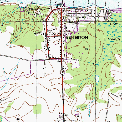 Topographic Map of Betterton Volunteer Fire Company Station 5, MD