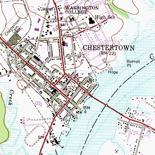 Topographic Map of Chestertown Volunteer Fire Company Station 6, MD