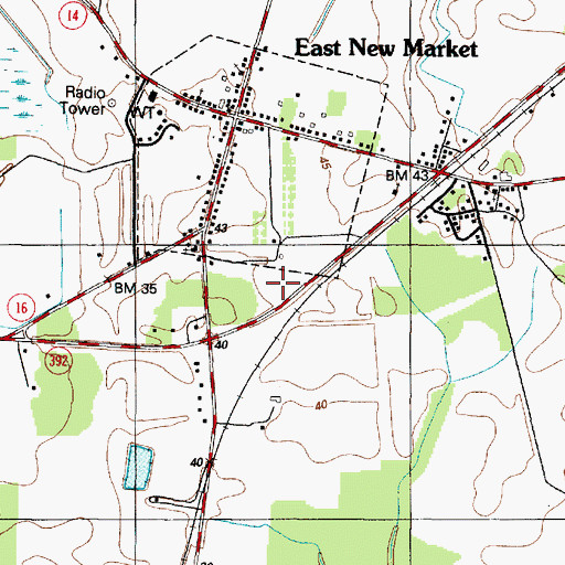 Topographic Map of East New Market Volunteer Fire Company, MD