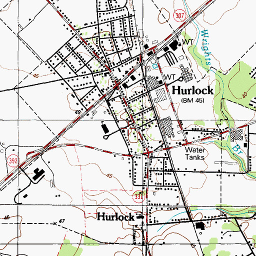 Topographic Map of Hurlock Volunteer Fire Company Station 6, MD