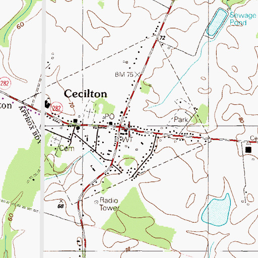 Topographic Map of Cecilton Volunteer Fire Company - Station 1, MD