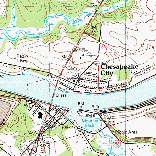 Topographic Map of Chesapeake City Volunteer Fire Company Station 2, MD