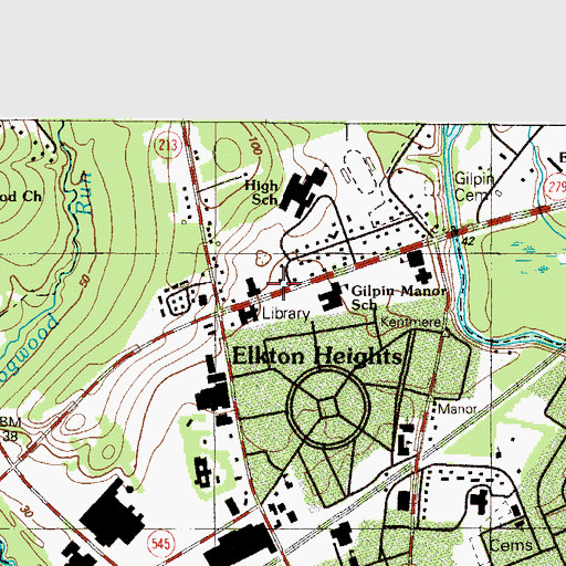 Topographic Map of Singerly Fire Company Station 13, MD