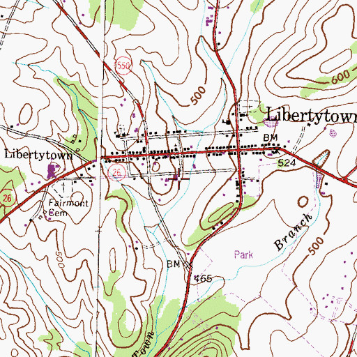 Topographic Map of Libertytown Volunteer Fire Department Station 17, MD
