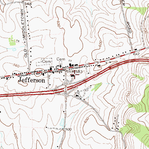 Topographic Map of Jefferson Volunteer Fire and Rescue Station 20, MD