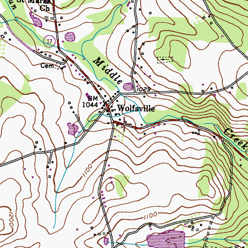 Topographic Map of Wolfsville Volunteer Fire Company Station 21, MD