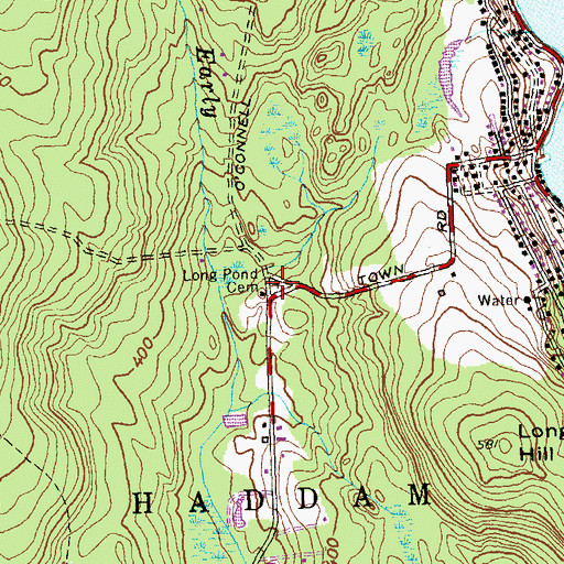 Topographic Map of Long Pond Cemetery, CT