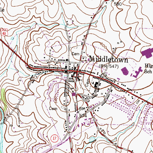 Topographic Map of Middletown Volunteer Fire Company Station 7, MD