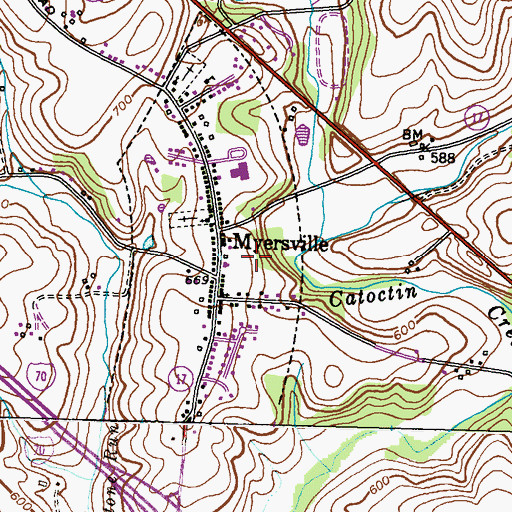 Topographic Map of Myersville Fire Company Station 8, MD